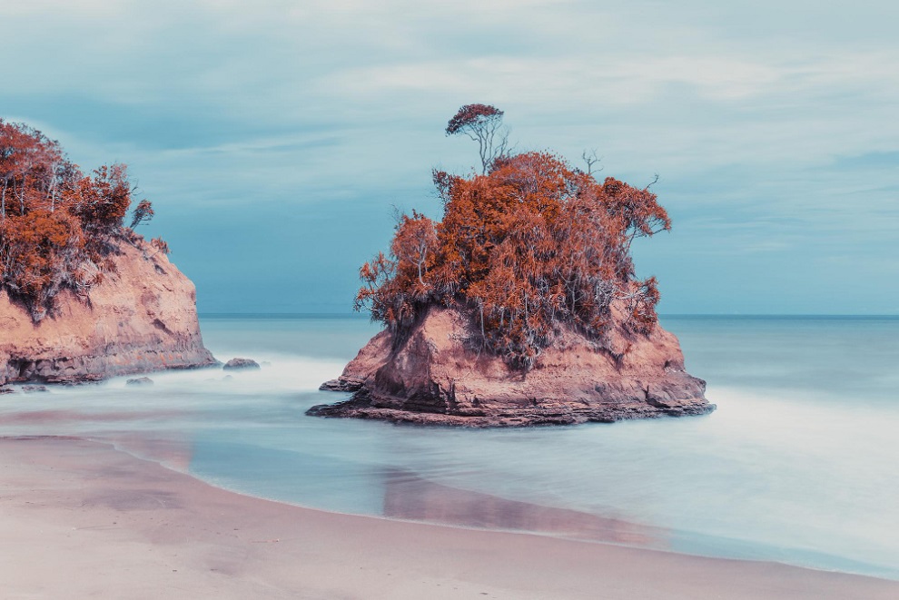 Autumn landscape with beautiful beach at day time