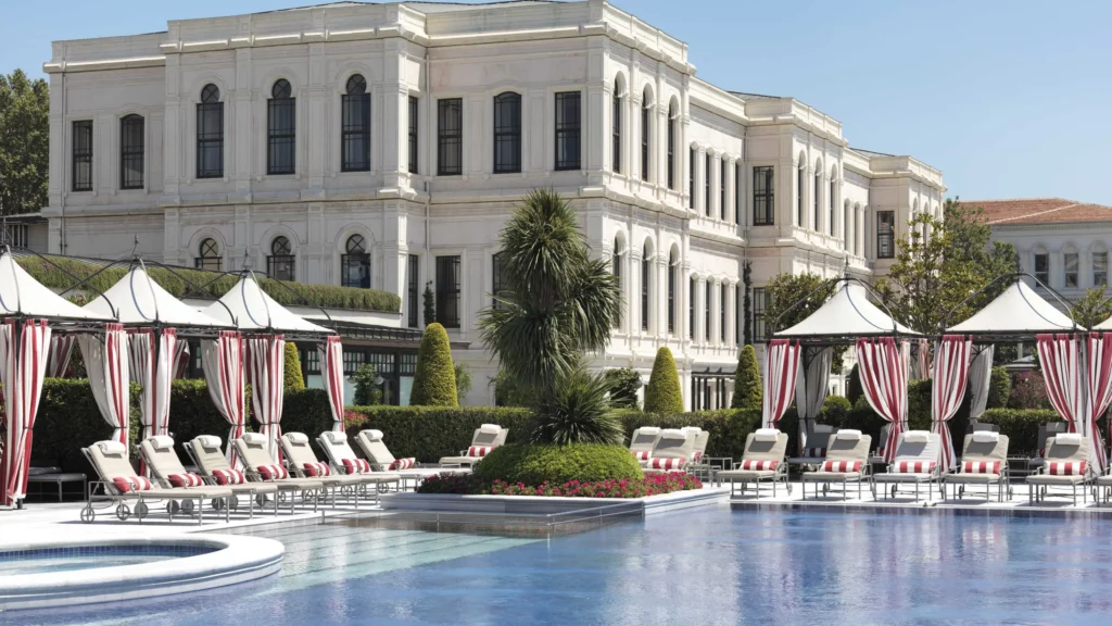 Istanbul's Four Seasons Hotel on the Bosphorus Pool view