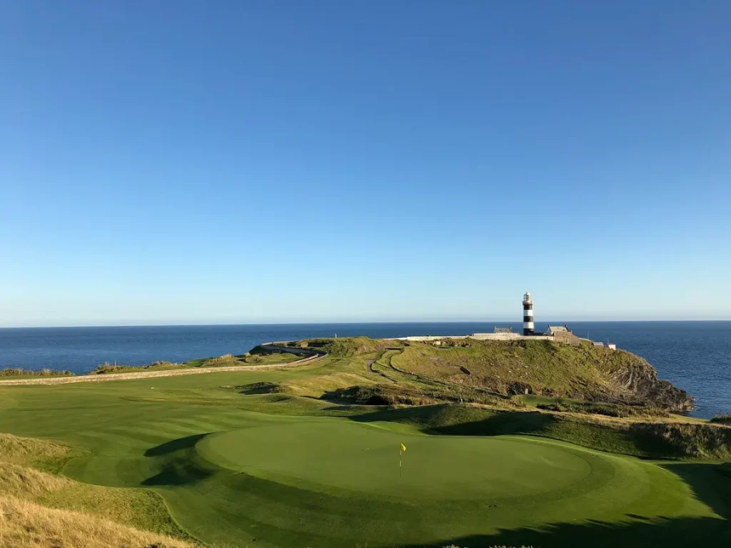 field plain with ocean and golf course